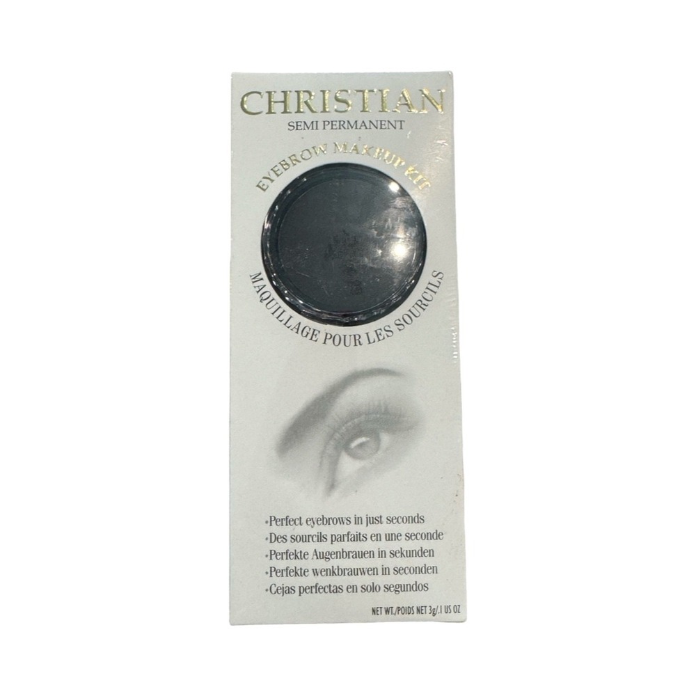 Christian Semi Permanent Eyebrow Makeup Kit Black Shadow 3 Stencils & Brush NEW
